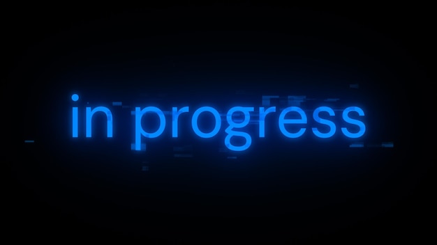 Text om att 3D-rendera pågår med skärmeffekter av tekniska glitch