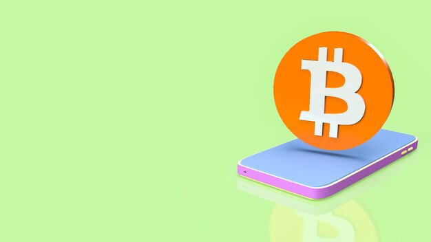The bitcoin on mobile for business concept 3d renderingxA