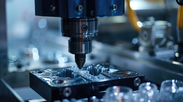 The CNC milling machine cutting the plastic parts with solid ball endmill tool