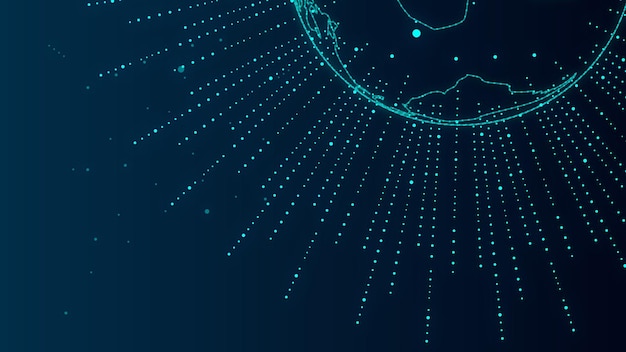 The composition of radiating lines dots and lines connected by big data science and technology