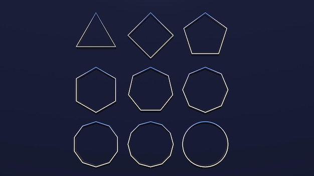 the geometric neon shapes geometric shaped signs geometry design 3d render illustration