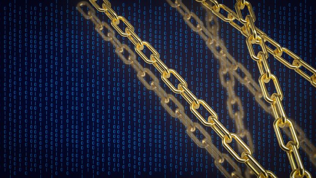 The gold chain on digital background for business concept 3d rendering