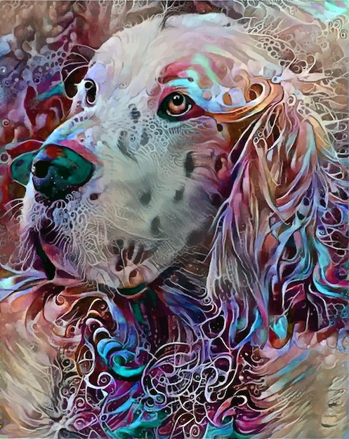 the head of a hunting dog in close-up