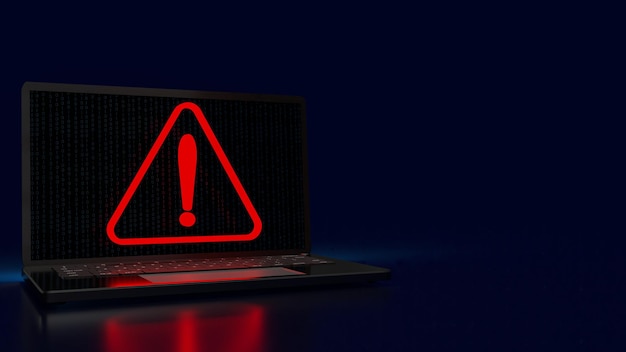 The red exclamation mark on notebook for warning technology concept 3d rendering