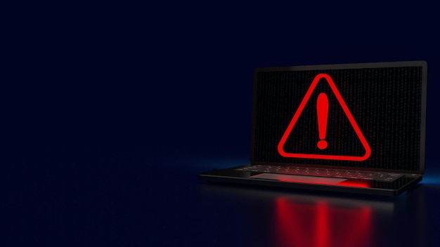The red exclamation mark on notebook for warning technology concept 3d rendering