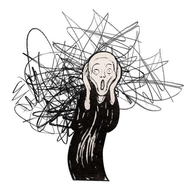 The scream png vintage sticker mental health Edvard Munchs artwork mixed media transparent background Remixed by rawpixel