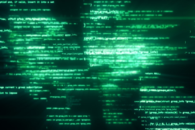 The work of program code in the technological space 3d illustration