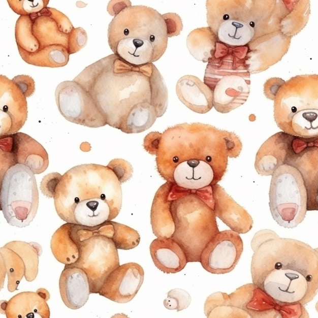 There are many different teddy bears with different colors and sizes generative ai