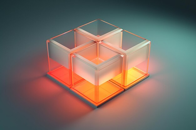 there is a 3d image of a cube with a light on generative ai