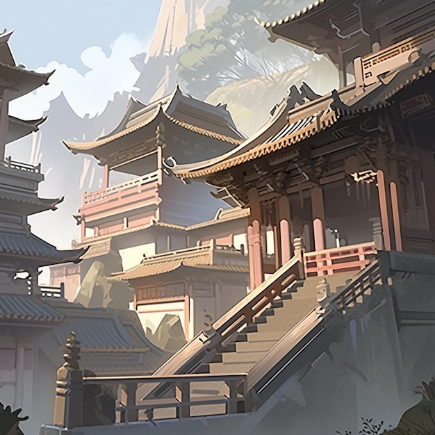 there is a picture of a building with a tower in the background generative ai