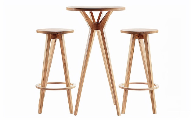 three wooden stools with one that has a round top
