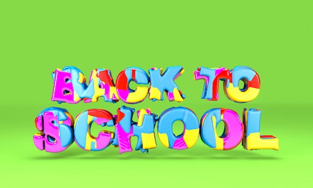 Tilbage til skolen, farverigt koncept - 3D-rendering, 3D-illustration