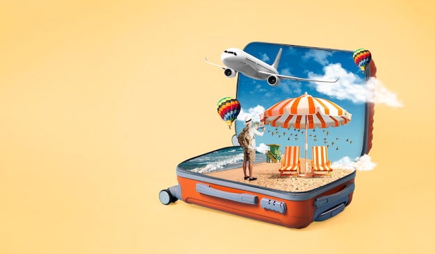 tourism day suitcase collages design