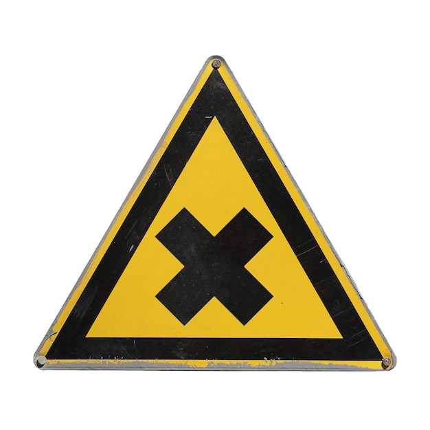 Toxic substance Warning danger Yellow triangle Sign for collage on white background