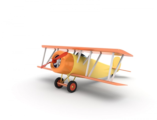 toy vintage aircraft illustration with empty place for text, 3d rendering