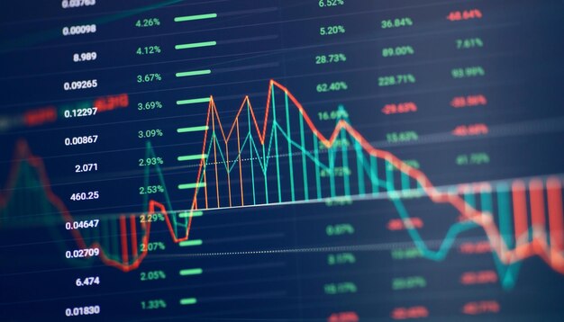 Trading chart and candlestick chart suitable for financial investment ideas economic trends background for all business ideas and art designs