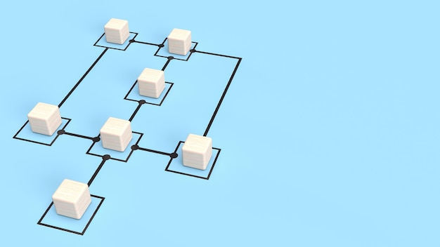 Træterningerne på diagram blå baggrund for forretningskoncept 3d rendering