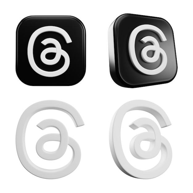 Treads social media icon collection Social media 3d render icon on white background