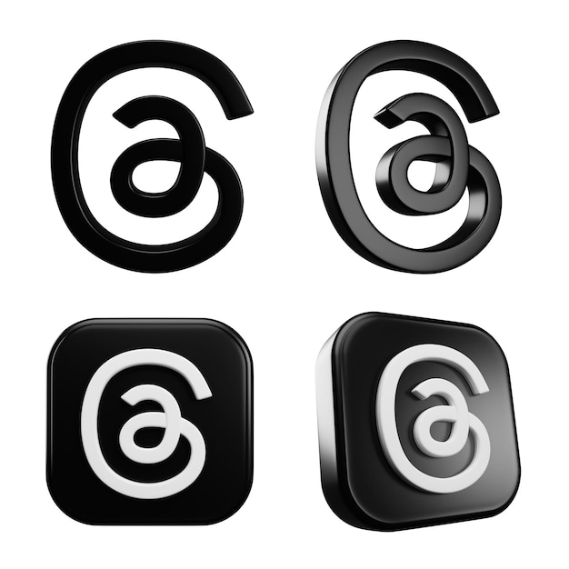 Treads social media icon collection Social media 3d render icon on white background