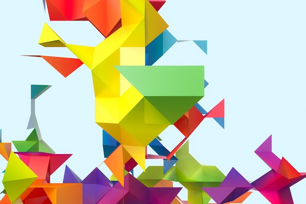 Triangular paper with creative shapes 3d rendering