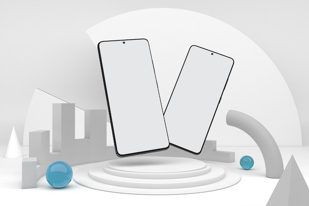 two mobiles v.1 in grey background
