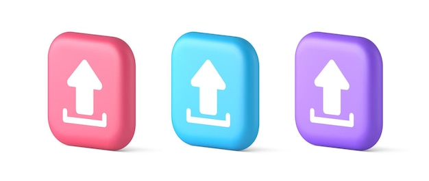upload up arrow button document multimedia file exchange connection storage 3d realistic icons