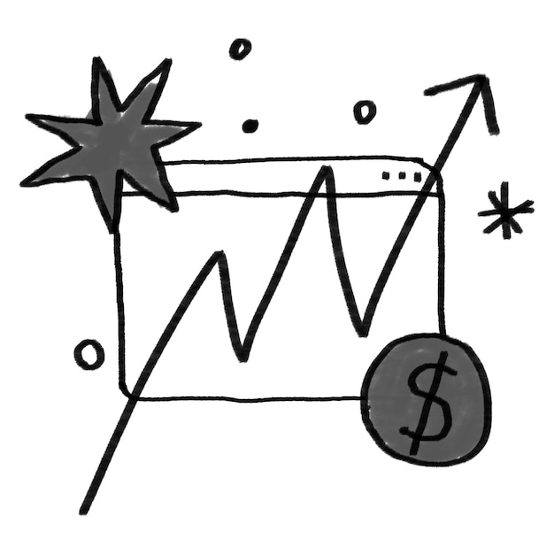 Upward arrow chart png sticker business growth doodle transparent background