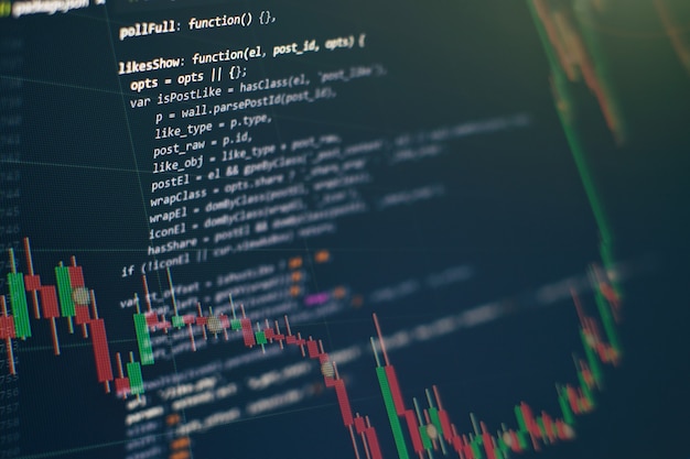 Utvecklares programmeringskod. Abstrakt datorskriptkod. Programmeringskodsskärm för programvaruutvecklare. Tid för programvaruprogrammering.