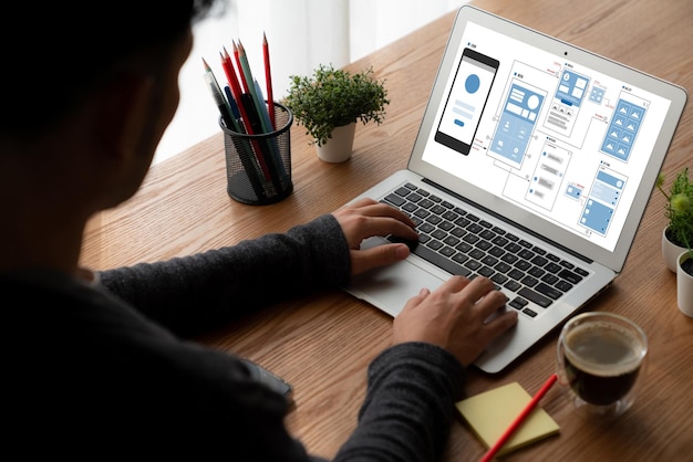 ux ui design process for modish mobile application and website creative prototype of wireframe for professional app developer