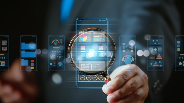 UX UI Mobile app user interface designs digital software mobile app development concept Planning application process develop prototype wireframe for mobile phone User experience computer code