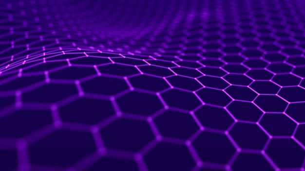 Våg av partiklar. Abstrakt bakgrund med en dynamisk våg. Big data. Vektorillustration