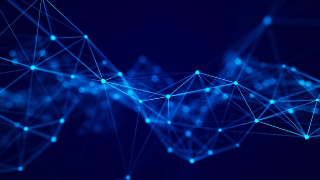 Våg av partiklar. Abstrakt bakgrund med en dynamisk våg. Big data. Vektorillustration