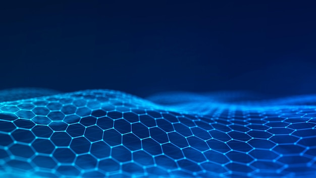 Våg av partiklar Abstrakt bakgrund med en dynamisk våg Stordata 3D-rendera