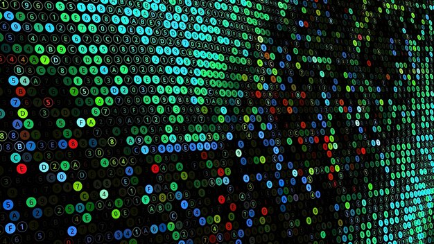 Vågor på cybernetiskt fält animation futuristisk bakgrund med d vågor på datafält med celler