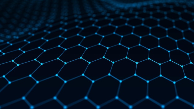 Vektor baggrund med Plexus-effekt. Abstrakt polygonal baggrund med forbundne prikker og linjer. Forbindelsesteknologi baggrund