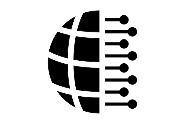 Verdens flade app-ikon minimalistisk websymbol sort tegn