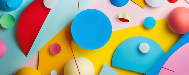 vibrant abstract background with a variety of geometric shapes and bold colors