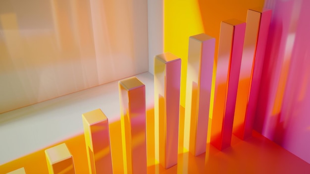 Vibrant bars of light illustrating growth in a colorful gradient