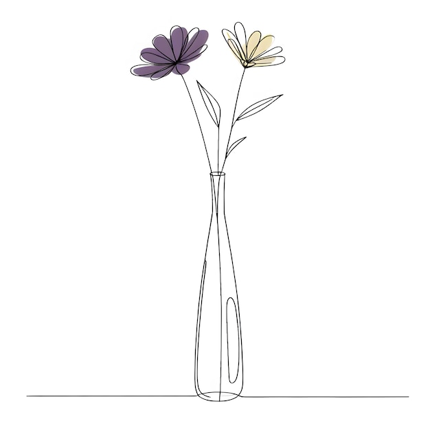 Vibrant Purple and Yellow Flower in Elegant Vase Floral Beauty for Your Projects