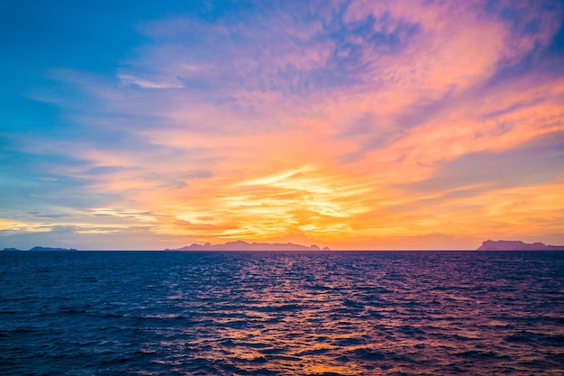 view of calm sea at sunset
