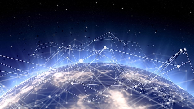 View of earth globe with network connection