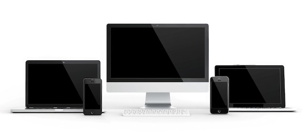 view on different devices blank display mockup