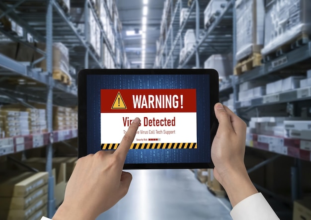 virus warning alert on computer screen detected modish cyber threat