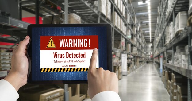 virus warning alert on computer screen detected modish cyber threat