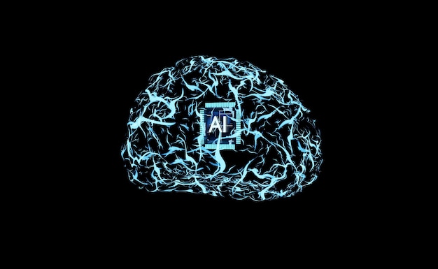Visualization of artificial intelligence neural network structure of algorithms layered to replicate human brain. Machine learning algorithm solving computational operations, 3D render animation