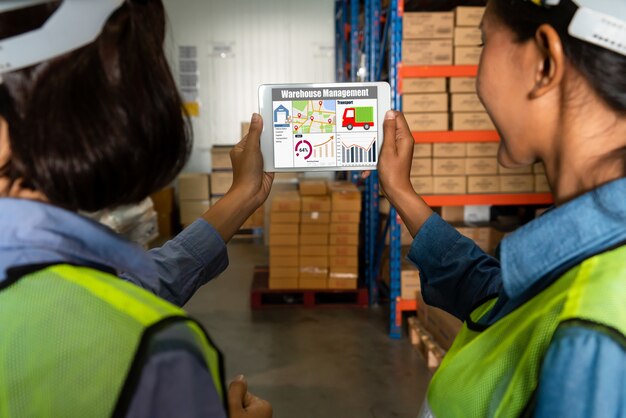 warehouse management software application in computer for real time monitoring
