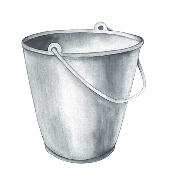 Watercolor galvanized garden bucket