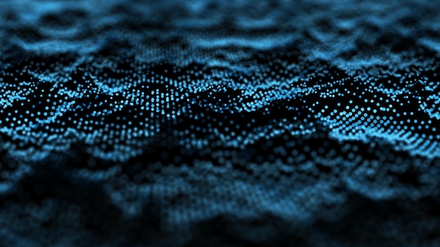 wave 3d cybernetic futuristic background big data abstract grid illustration