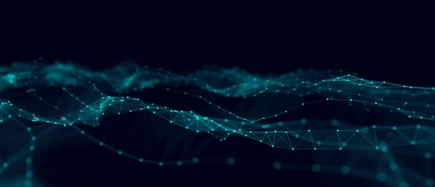 wave of particles abstract background with a dynamic wave big data