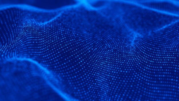 Wave of particles Abstract background with a futuristic wave Big data 3d rendering